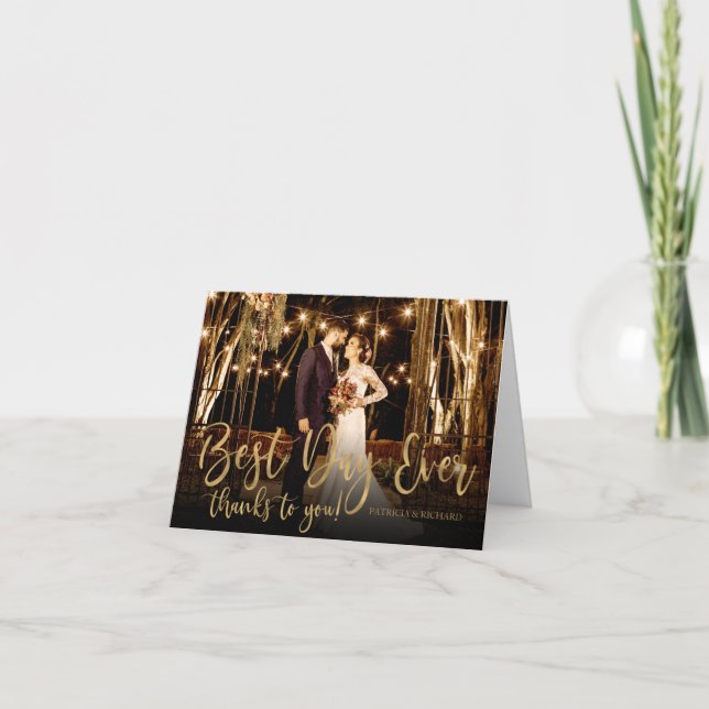 Meilleur jour jamais Script Or Photo Mariage Merci (Devant)
