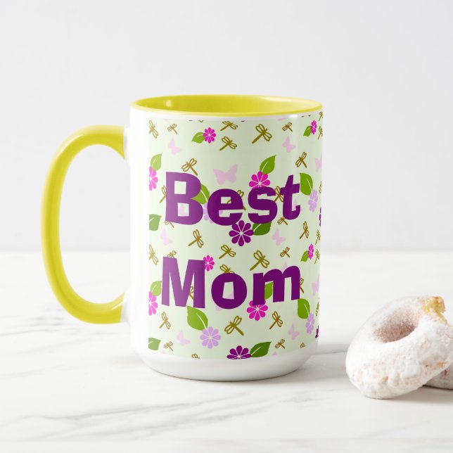 Meilleur Maman Tasse de Café Florale (Avec donut)