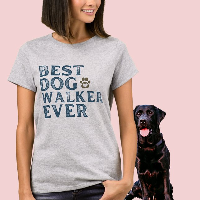 Meilleur Marcheur de Chien Jamais Word Art T-Shirt (Créateur téléchargé)