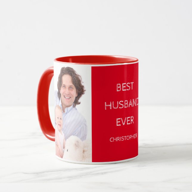 Meilleur Mari Jamais Personnalisé Deux Photo Mug (Devant gauche)