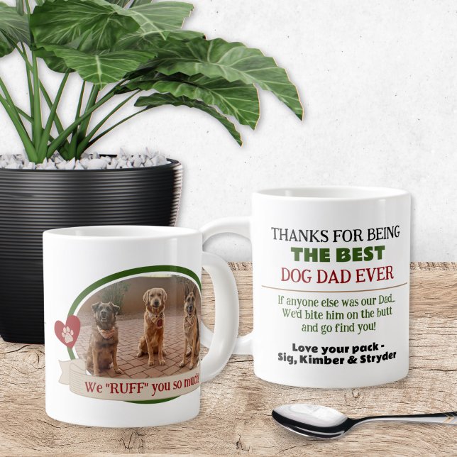 Meilleur Mignonne Drôle Photo Chien Papa Mug (Best ever dog dad gift idea for puppy father's day gift from the dogs coffee mug)