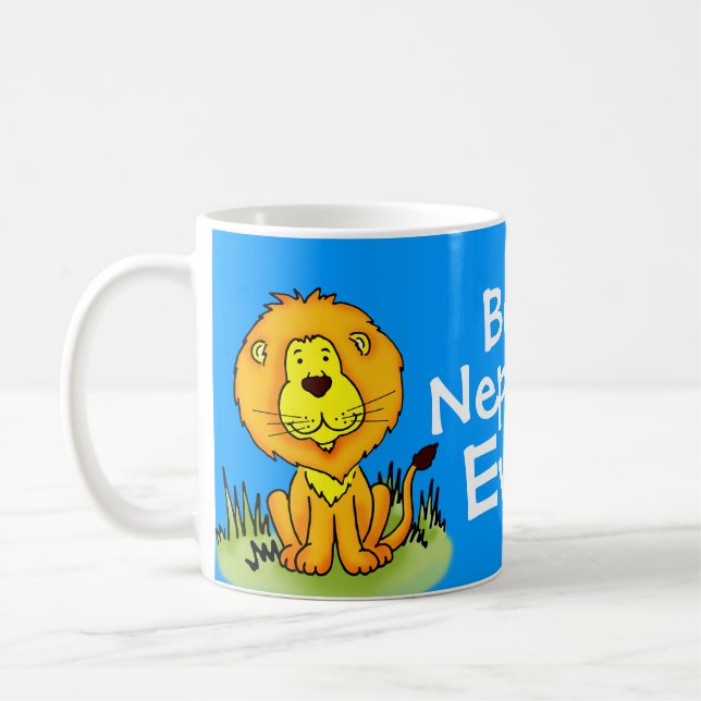 Meilleur neveu Jamais lion mug bleu (Gauche)
