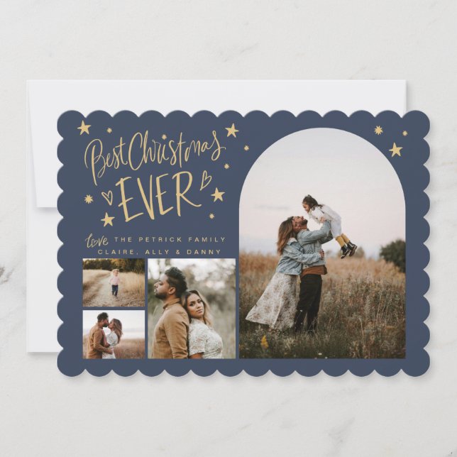Meilleur Noël jamais 4-Photo Carte de vacances (Devant)