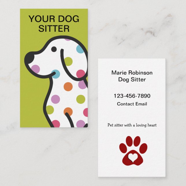 Meilleur nouveau chien Sitter Contact Cartes de vi (Devant / Derrière)