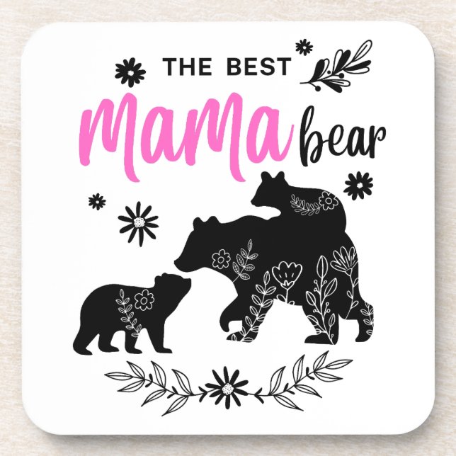 Meilleur Ours Mama avec deux Dessous de verre Bear (Devant)