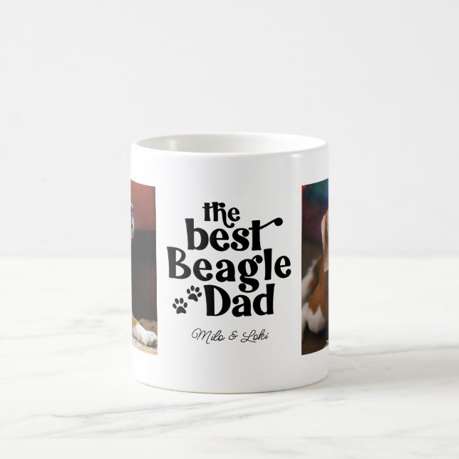 Meilleur Papa Beagle 2 Modèle de Photo Mug Café (Centre)