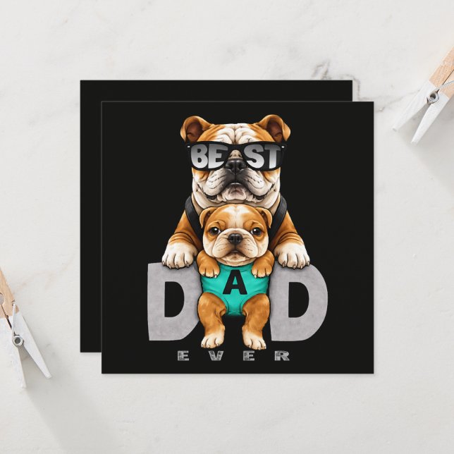 Meilleur papa bouledogue de tous les temps – Fête  (Devant/Arrière en situation)
