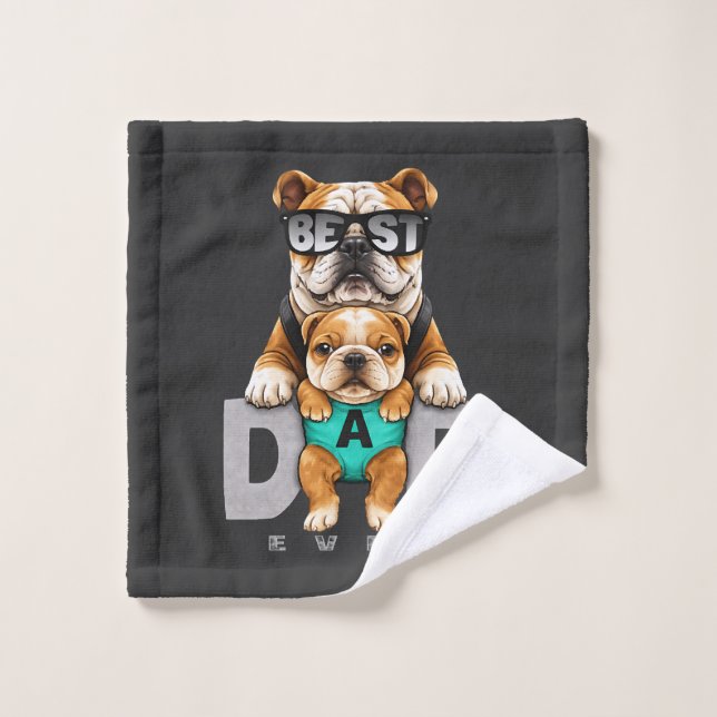 Meilleur Papa Bouledogue Ever – Cute Bouledogue Fê (Gant de toilette)