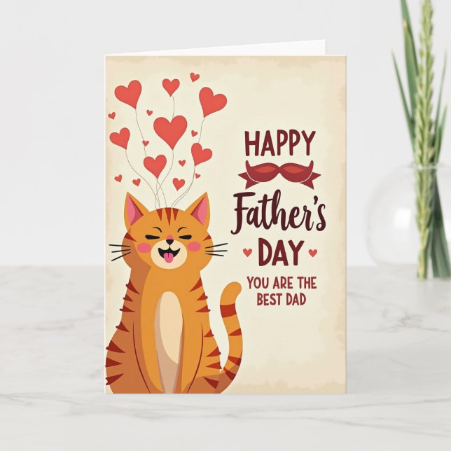 Meilleur Papa Carte au Chat Rayé (Devant)