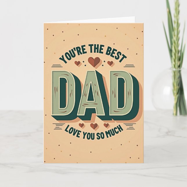 Meilleur Papa Carte de Style Rétro (Devant)
