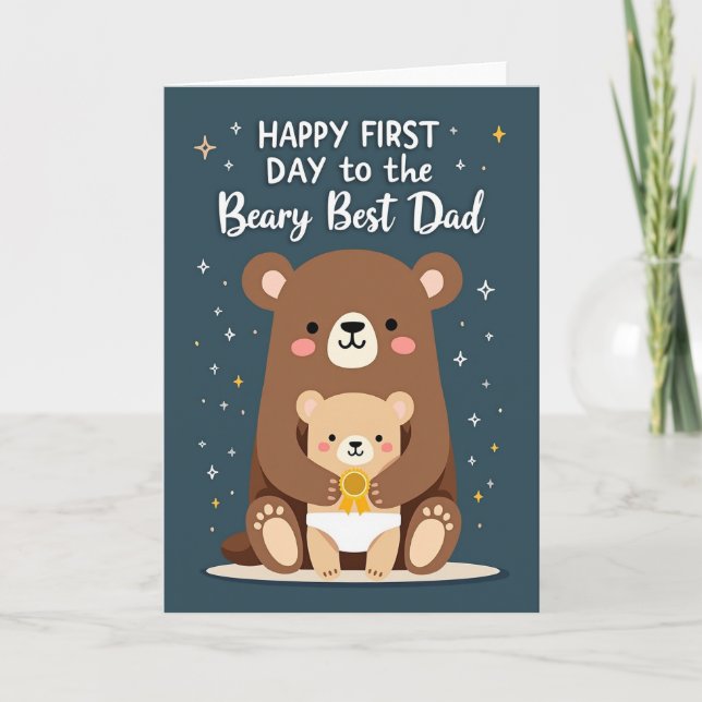 Meilleur Papa de l'Ours Premier Jour Carte (Devant)