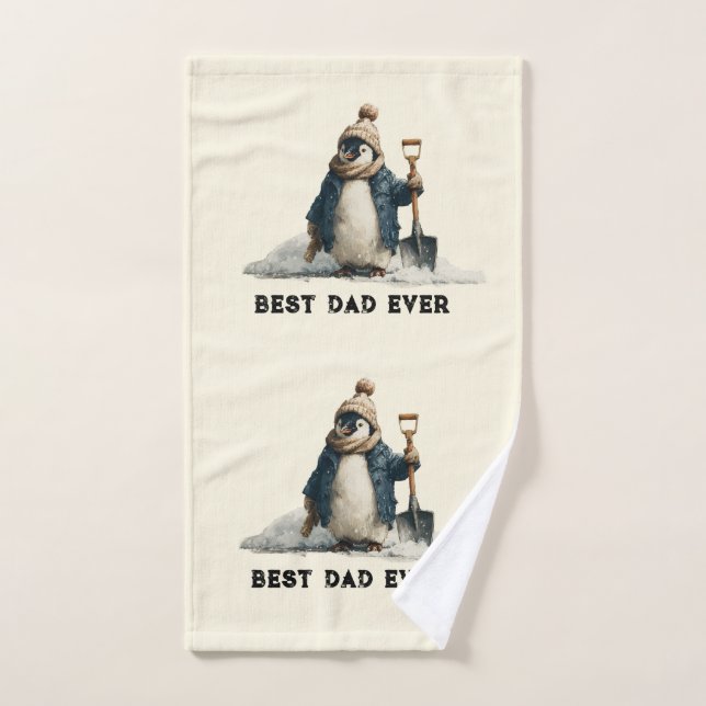 Meilleur Papa de Tous les Temps Design de Manchot  (Serviette à main)