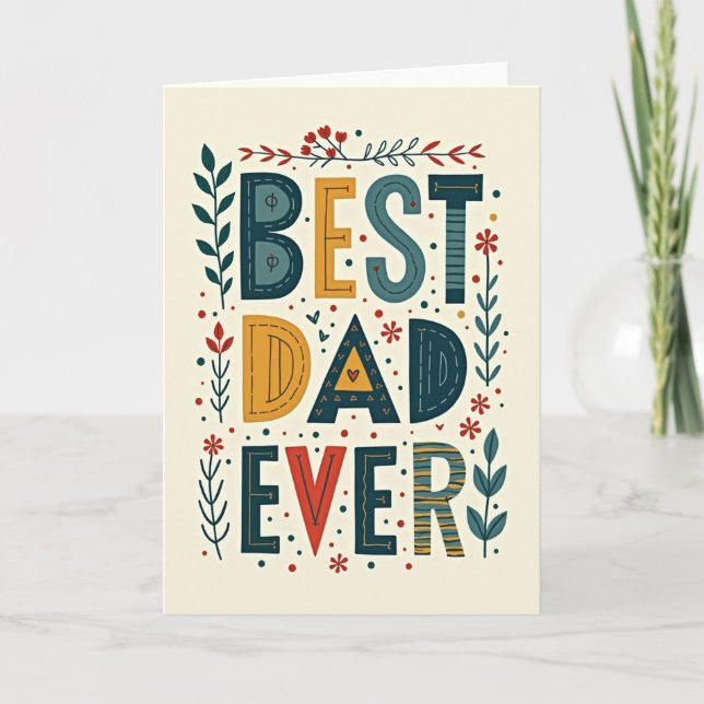 Meilleur Papa du Monde Carte Florale (Devant)