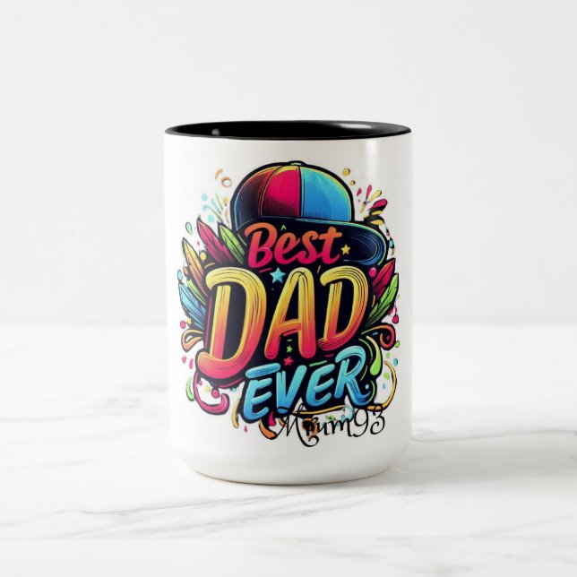 "Meilleur papa du monde : Mug peint sur mesure" (Centre)