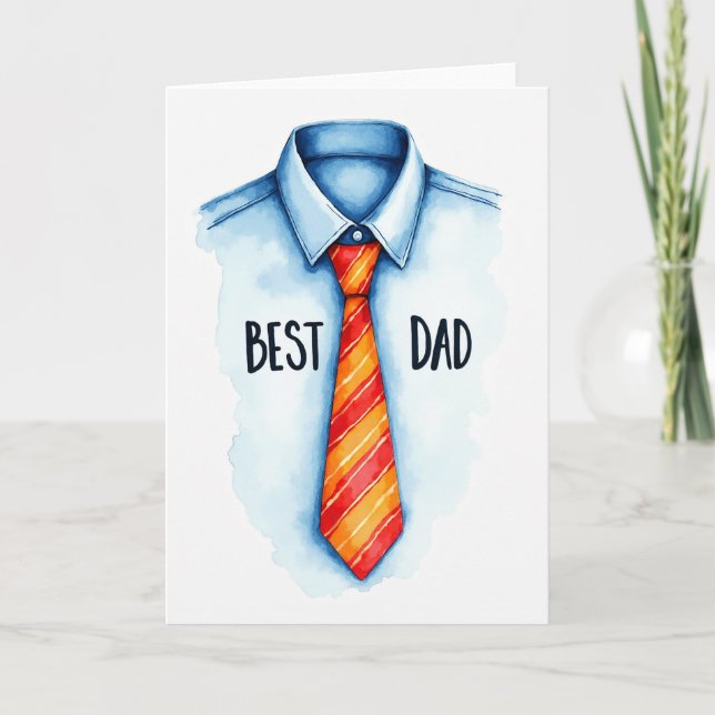 Meilleur Papa Écharpe Carte Aquarelle (Devant)