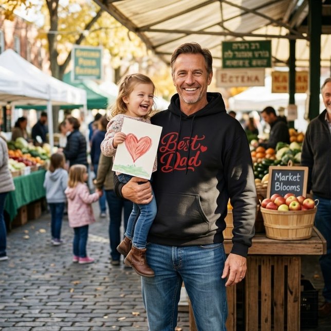 Meilleur Papa Écriture Cœur Rouge Sweat à Capuche  (Créateur téléchargé)