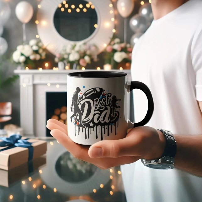 Meilleur papa Football père et fils, graffiti Mug (Créateur téléchargé)
