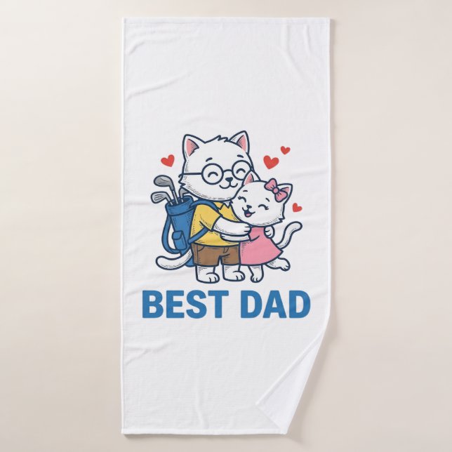 Meilleur Papa Golf Chat Câlin Mignon Design Vector (Serviette de bain)