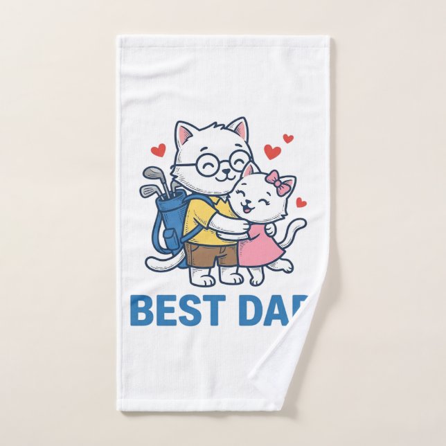 Meilleur Papa Golf Chat Câlin Mignon Design Vector (Serviette à main)