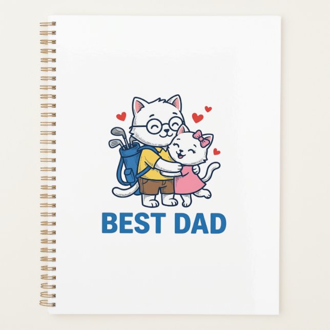 Meilleur Papa Golf Chat Câlin Mignon Design Vector (Devant)