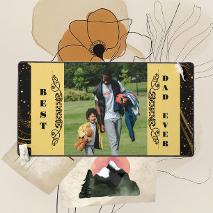 Meilleur papa jamais Black Leafy Gold Swirl Script