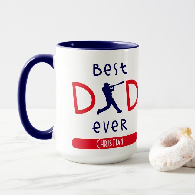 Meilleur papa jamais Fête des pères Mug de basebal (Avec donut)