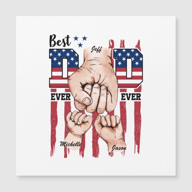 Meilleur Papa Jamais - Fist Bump USA Drapeau - 2 E (Devant)