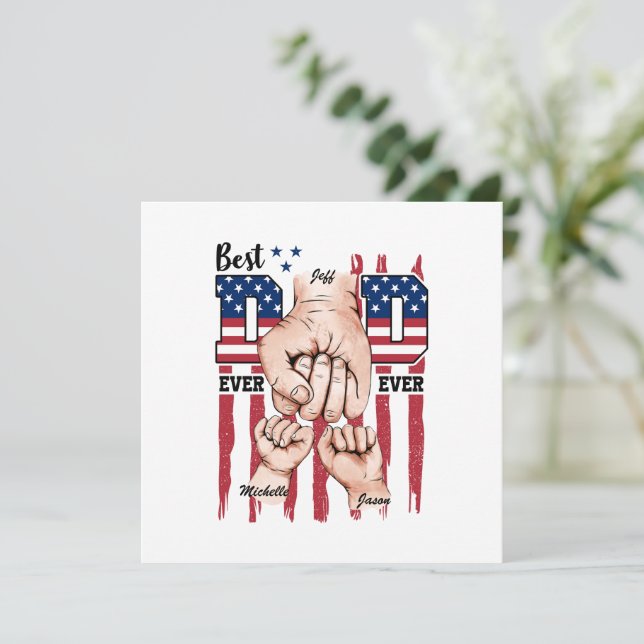 Meilleur Papa Jamais - Fist Bump USA Drapeau - 2 E (Debout devant)