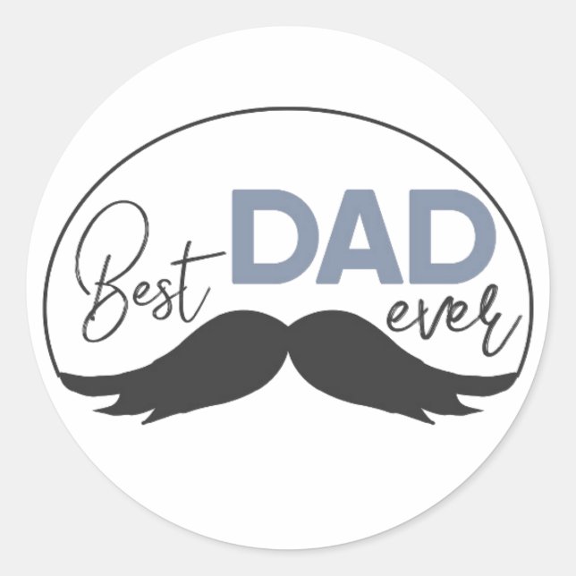 Meilleur papa jamais moustache Sticker rond (Devant)