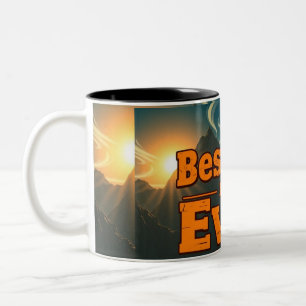 Meilleur Papa Jamais Mug - Retro Mountain Paysage