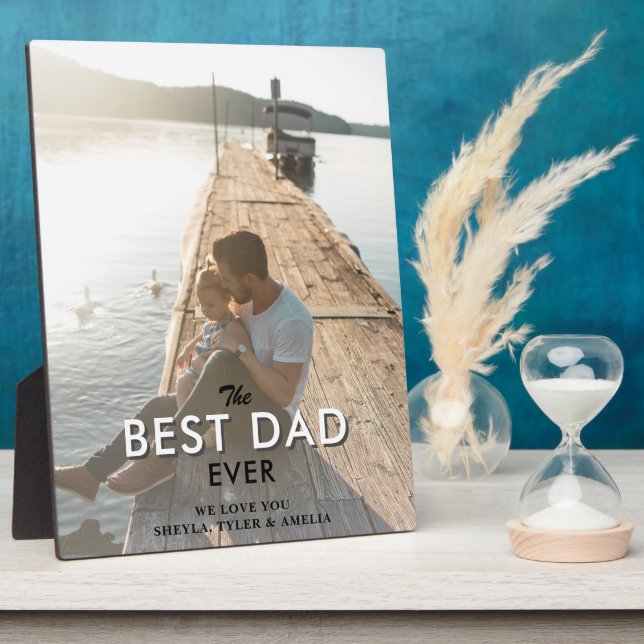 Meilleur Papa Jour Typographie moderne Plaque phot (Côté)