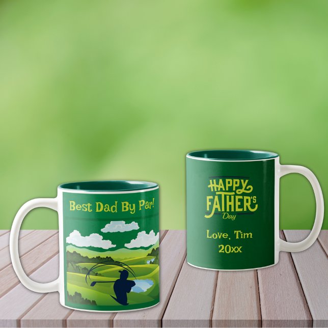 Meilleur Papa Par Par ! Mug à café à deux tons (Personalize to add your names/dates.  Customize to change text, color or style.)
