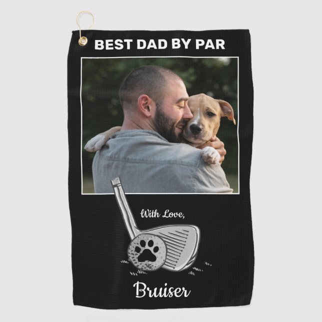 Meilleur Papa Par Pet Photo Golf Serviette (Devant)