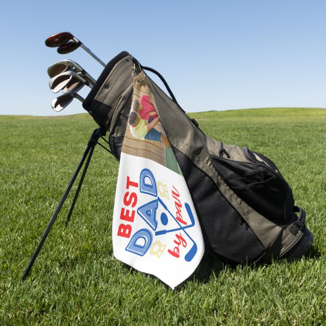 Meilleur Papa Par Photo Golf Serviette (Vert)