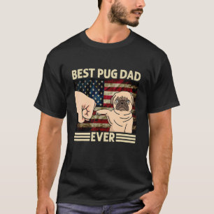 Meilleur Papa Pug Drapeau Américain T-Shirt 4 Juil