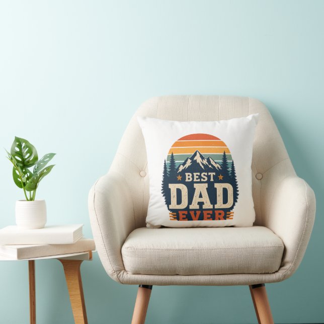 Meilleur Papa Retro Mountain Coussin de Lancer (Chaise)