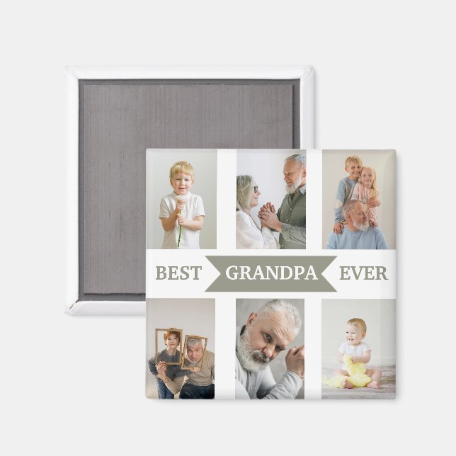Meilleur Papy du Monde | Magnet avec Photos Person (Recto/Verso)