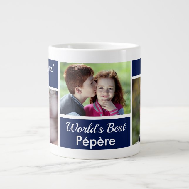 Meilleur Pépère du Monde Photo Collage Géant Tasse (Devant)