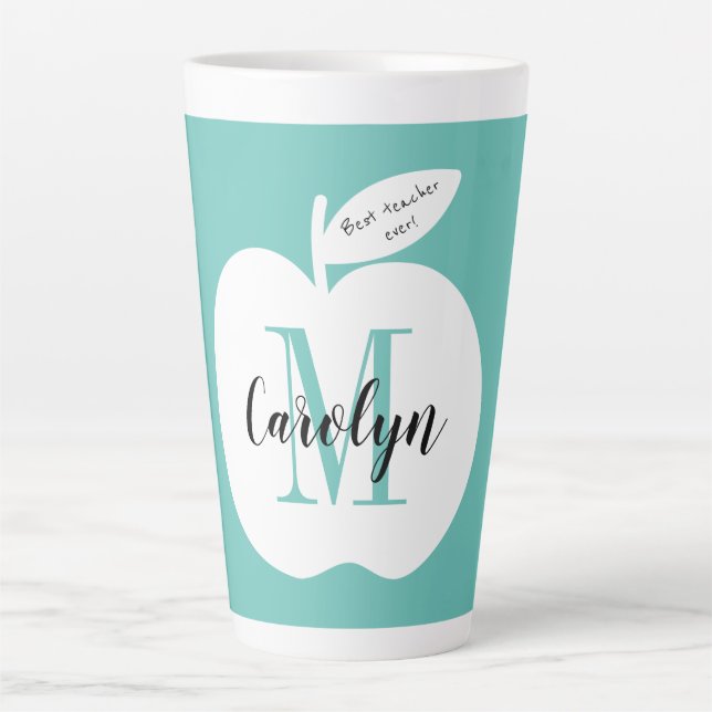 Meilleur professeur monogrammed tasse en latte ave (Devant)