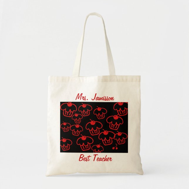 Meilleur sac en toile pour enseignant, Cupcakes, M (Devant)