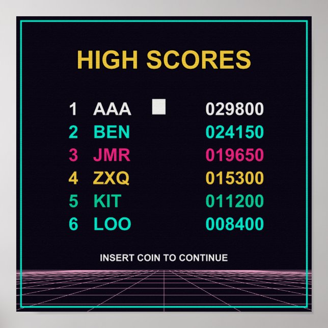 Meilleur Score - Affiche rétro arcade CRT (Devant)