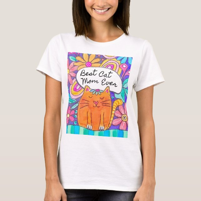 Meilleur T-Shirt Cadeau Chat Maman Ever (Devant)