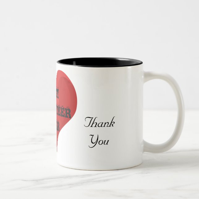 Meilleur Volontaire Jamais Merci Amour Coeur Mug (Droit)