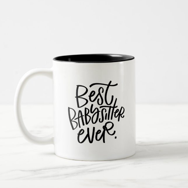 Meilleure Babysitter Jamais Mug Café Deux Tons (Gauche)