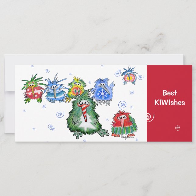 Meilleure carte de dessin de Noël KIWIshes Kiwi (Devant)