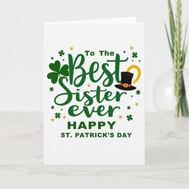 Meilleure carte de la Saint-Patrick pour sœur (Devant)