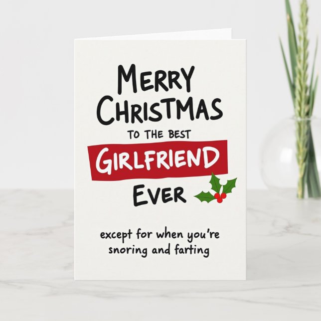 Meilleure Carte de Noël Drôle pour Petite Amie (Devant)