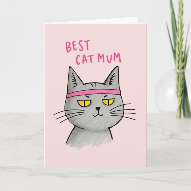 Meilleure carte d'illustration de maman chat (Devant)