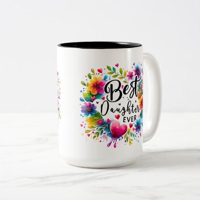 Meilleure fille jamais floral Mug (Devant droit)