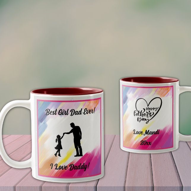 Meilleure Fille Papa Jamais Mug À Deux Tons (Personalize to add your names/dates.  Customize to change text, color or style.)